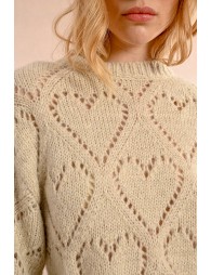 Openwork pointelle knit and lurex sweater