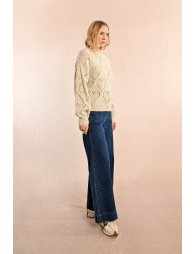 Openwork pointelle knit and lurex sweater