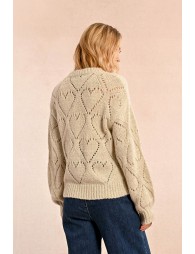 Openwork pointelle knit and lurex sweater