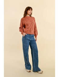 Openwork pointelle knit and lurex sweater