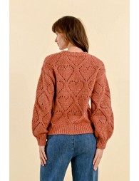 Openwork pointelle knit and lurex sweater