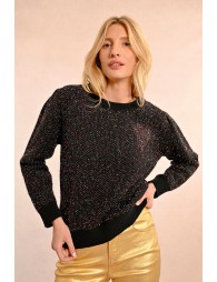 Textured knit sweater, heart pattern