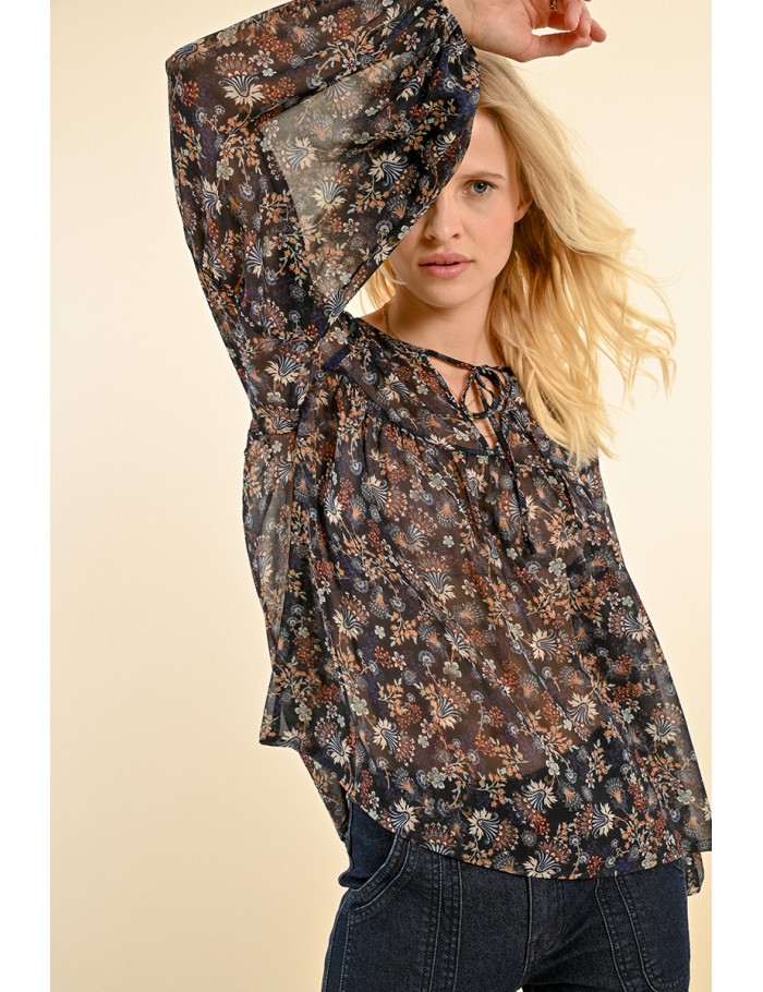 Printed voile blouse