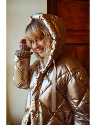 Pearly effect topstitched down jacket