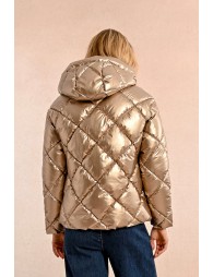 Pearly effect topstitched down jacket