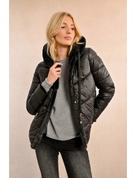 Hooded fur-lined down jacket