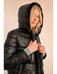 Hooded fur-lined down jacket