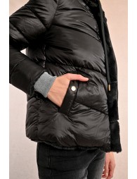 Hooded fur-lined down jacket