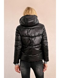 Hooded fur-lined down jacket