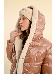 Hooded fur-lined down jacket