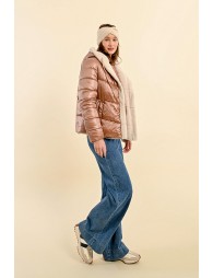 Hooded fur-lined down jacket