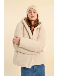 Hooded fur-lined down jacket