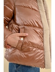 Hooded fur-lined down jacket