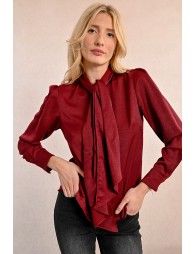 Satin blouse with pussy-bow collar