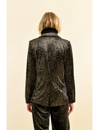 Animal print velvet blazer