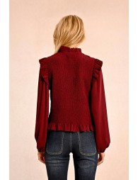 Blouse volanté  au buste à smockes