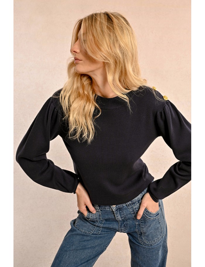 Viscose sweater, puffed sleeves