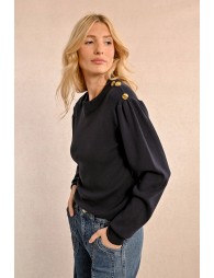 Viscose sweater, puffed sleeves