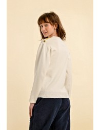 Viscose sweater, puffed sleeves