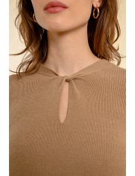 Knitted sweater, fancy neckline