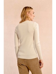 Knitted sweater, fancy neckline