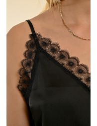 Satin camisole with lace