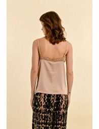 Satin camisole with lace