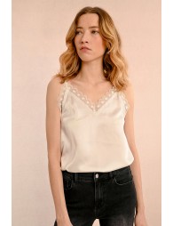 Satin camisole with lace