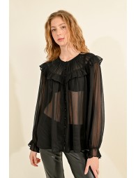 Ruffled blouse, transparent