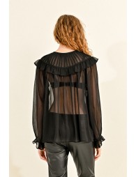 Ruffled blouse, transparent