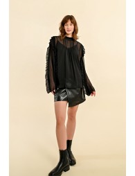 Ruffled voile blouse