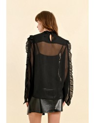 Ruffled voile blouse