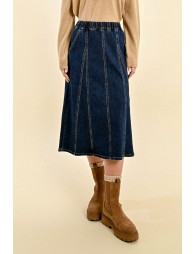 Mid-length denim skirt