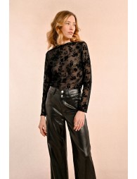 Pantalon enduit, large à taille haute