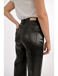 Coated pants, wide with high waist