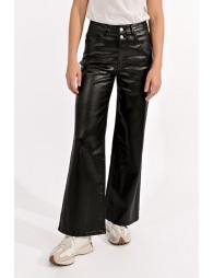 Coated pants, wide with high waist