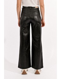 Coated pants, wide with high waist