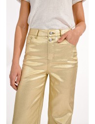 Coated pants, wide with high waist