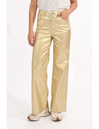 Coated pants, wide with high waist