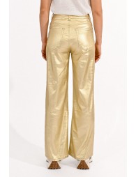 Coated pants, wide with high waist