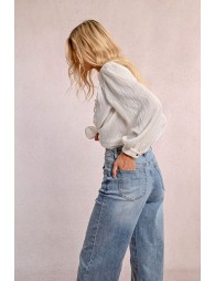 Jeans large à la taille haute