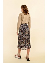 Printed pleated midi skirt