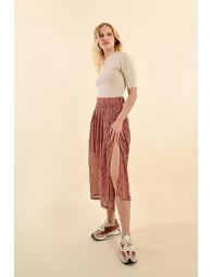 Printed voile midi skirt