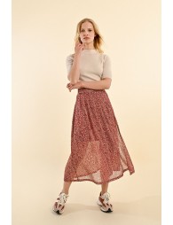 Printed voile midi skirt