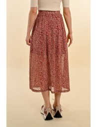 Printed voile midi skirt