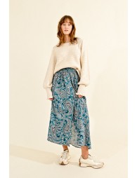 Buttoned mid-length skirt