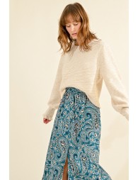 Buttoned mid-length skirt