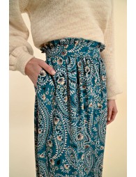 Buttoned mid-length skirt