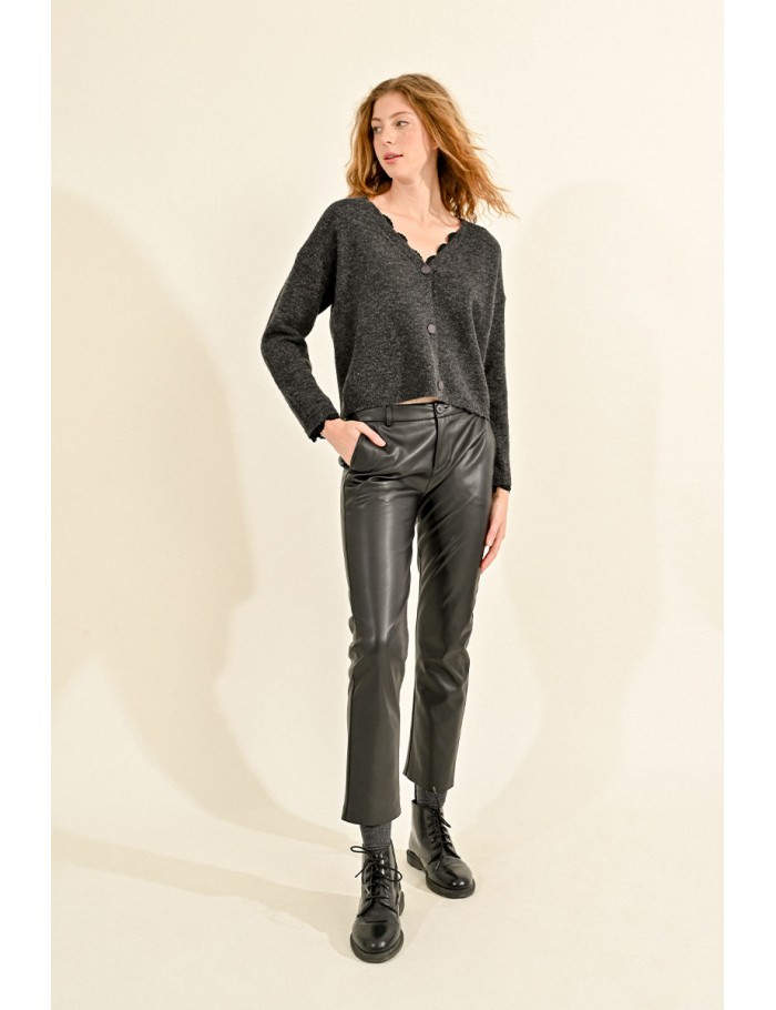 Pantalon droit en simili-cuir