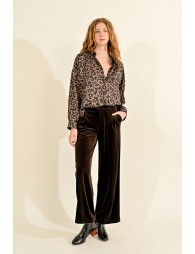 Flowing velvet panne pants